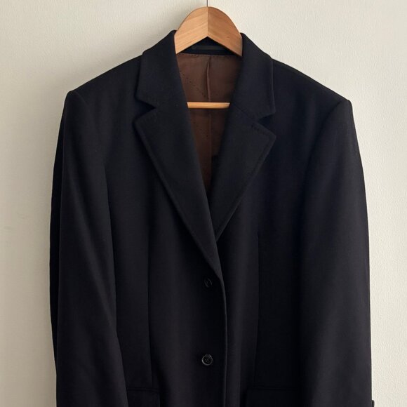 $995 Hugo Boss Navy Wool Cashmere Overcoat/ Top Coat- 40 Medium - Picture 1 of 15